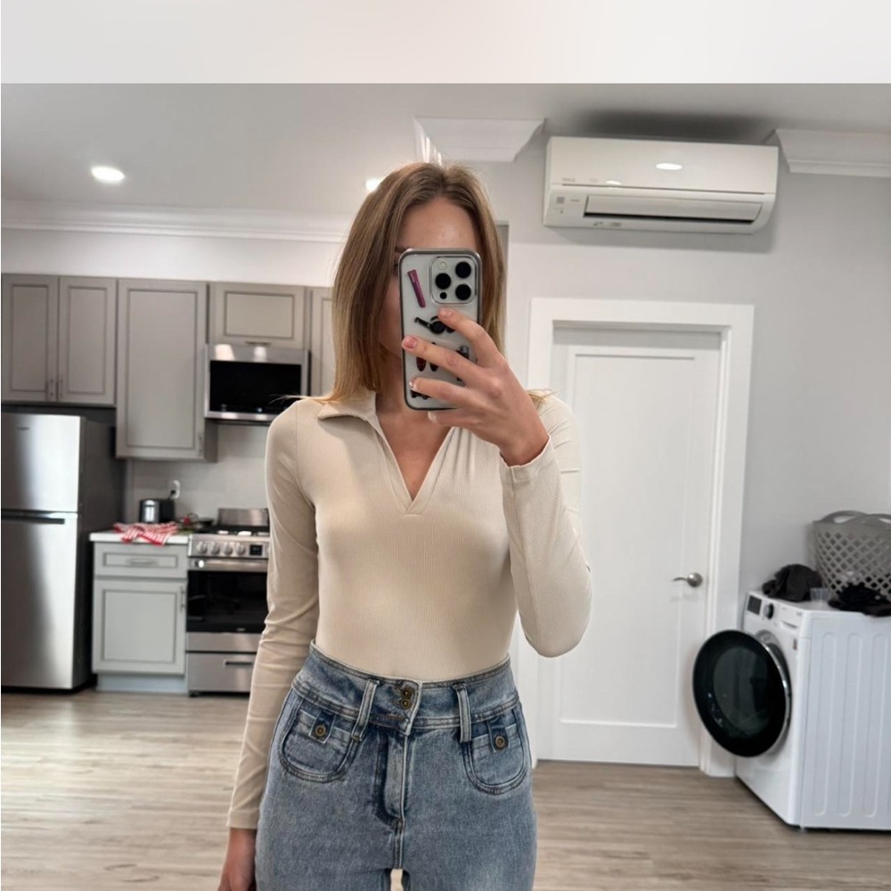 Cream Long Sleeve Women's bodysuit